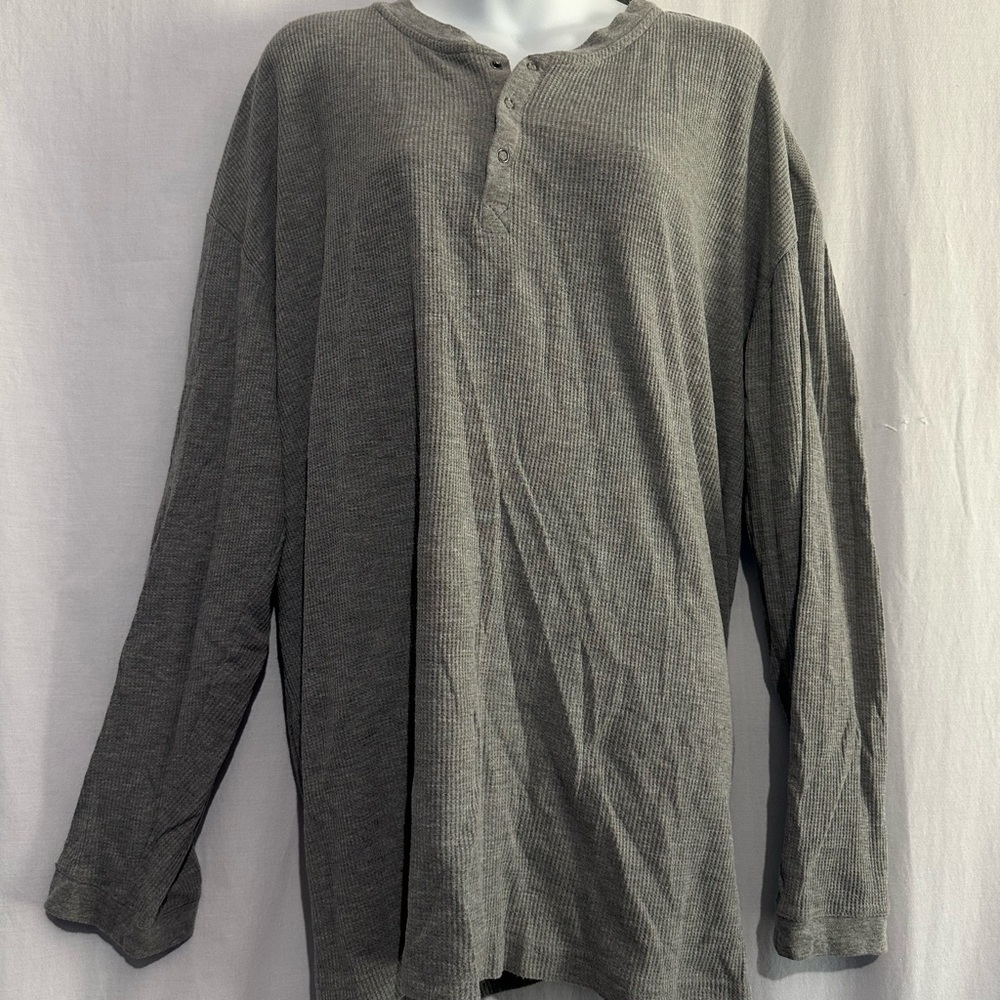 Izod Men's Long Sleeve Henley Charcoal